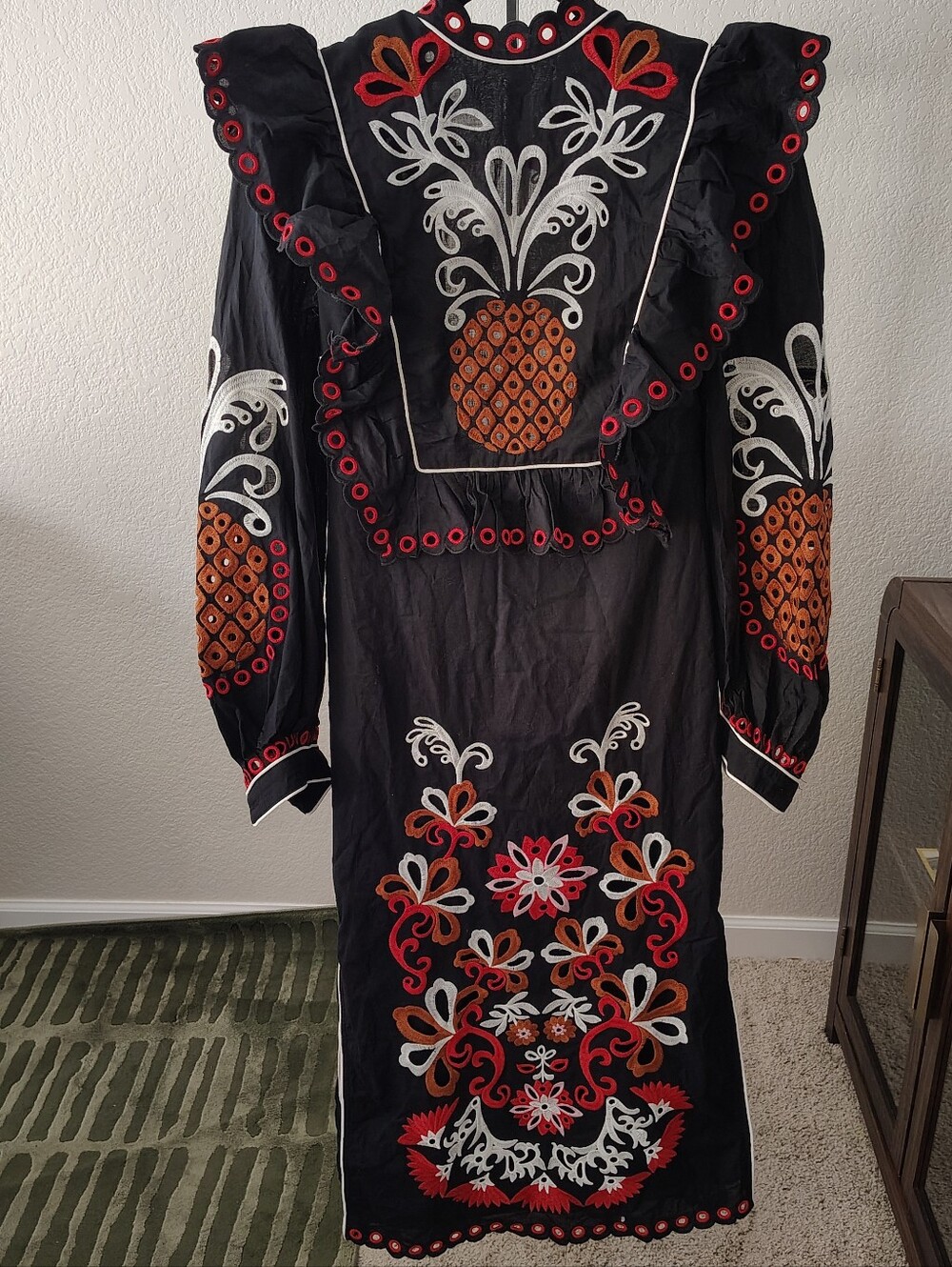 NWT Farm Rio Cashew Mandala Richelieu Long Sleeve Maxi Dress Black Size M $398 - Picture 2 of 9
